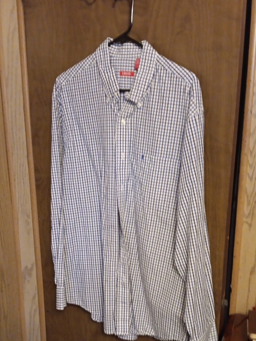 Izod Blue and White Gingham Button-Up Shirt